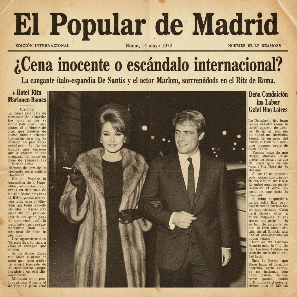 Portada de periódico con Claudia y un actor en Roma